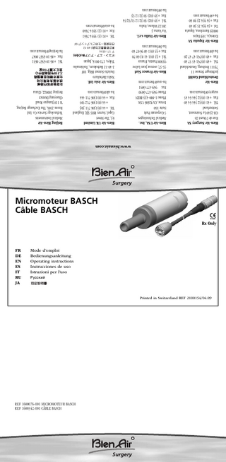 BASCH micromotor with cable Operating Instructions