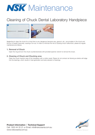 Cleaning of Chuck Dental Laboratory Handpiece Guide