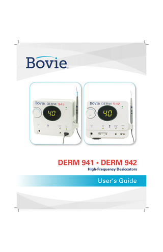 Bovie DERM 941 and 942 Users Guide Rev 0