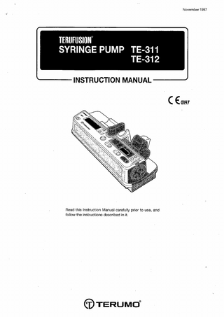 Syringe Pump TE311 and TE312 Instruction Manual Nov 1997