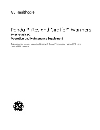 Panda, iRes and Giraffe Warmers integrated SpO2 Operation and Maintenance Supplement Rev K