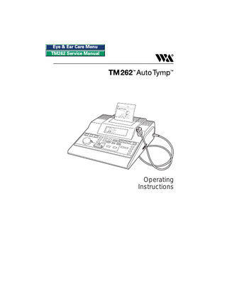 TM262 AutoTymp Operating Instructions