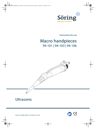 Macro hanpieces Model 94-10x Instructions for Use R03.01 April 2015