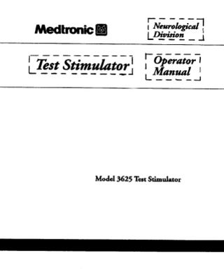 Test Stimulator Model 3625 Operator Manual