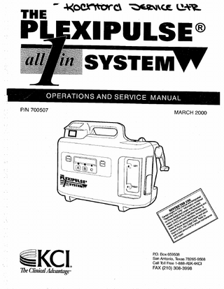 The Plexipulse All in 1 System Operations and Service Manual Rev. B March 2000