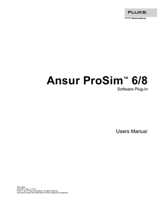 Fluke Absur ProSim 6-8 Software Plug-In User Manual Rev 3 April 2011