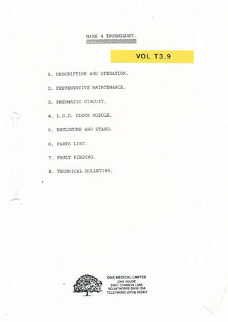 Mark 4 Tourniquet Operation and Service Manual VOL T3.9 March 1994