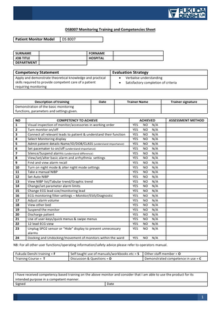 DS-8007 Monitoring Training and Competencies Sheet 2020
