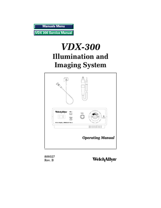Manuals Menu  VDX 300 Service Manual                    