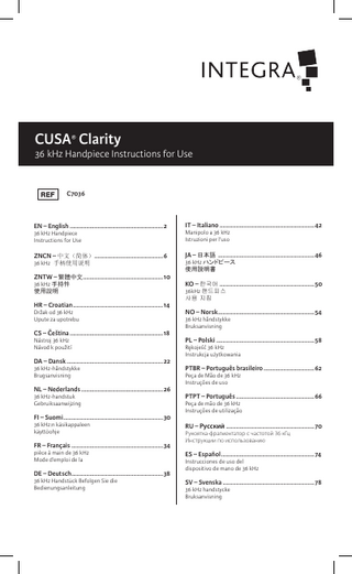 CUSA Clarity 36kHz Handpiece Ref C7036 Instructions for Use Rev C Nov 2016