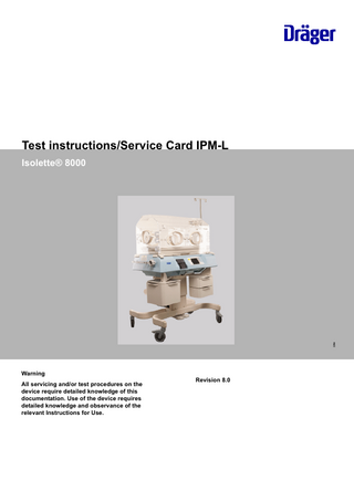 Isolette 8000 Test Instructions and Service Card IPM-L Rev 8.0