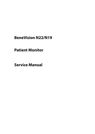 BeneVision N22/N19 Patient Monitor Service Manual  