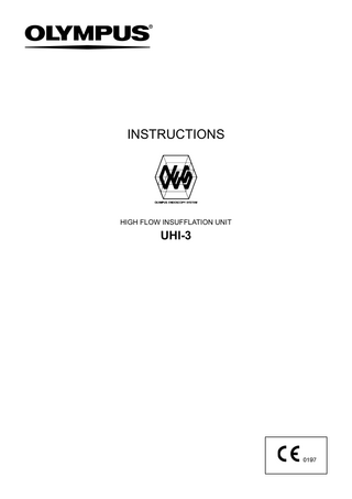 INSTRUCTIONS  HIGH FLOW INSUFFLATION UNIT  UHI-3  