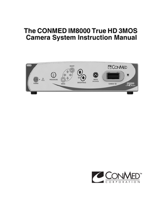 ConMed IM8000 HD 3MOS Camera System Instruction Manual Rev AD Aug 2017