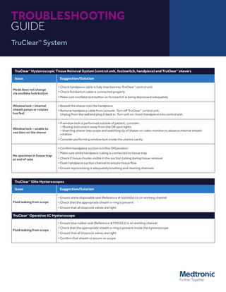TruClear System Troubleshooting Guide May 2020