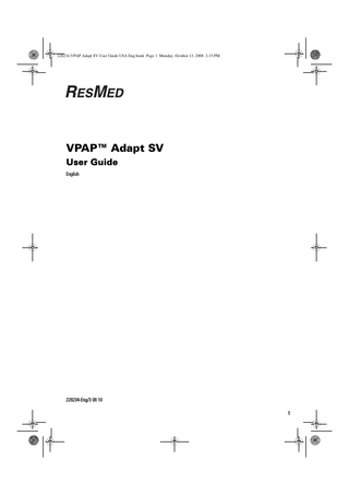 228234 VPAP Adapt SV User Guide USA Eng.book Page 1 Monday, October 13, 2008 2:15 PM  VPAP™ Adapt SV User Guide English  228234-Eng/3 08 10  1  