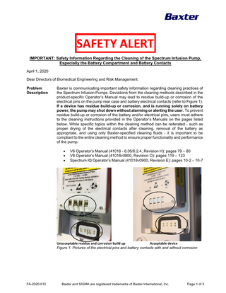 Baxter Spectrum Infusion Safety Alert April 2020