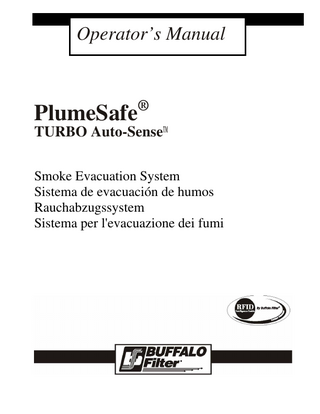 PlumeSafe TURBO Auto-Sense Operators Manual Ver E Aug 2009