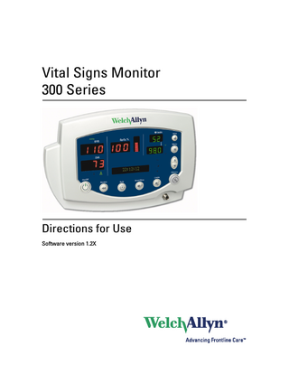 WelchAllyn Vital Signs Monitor Series 300 Directions of Use Software Version 1.2x