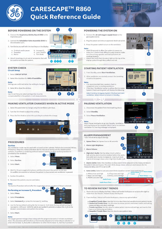 CARESCAPE R860 Quick Reference Guide Poster