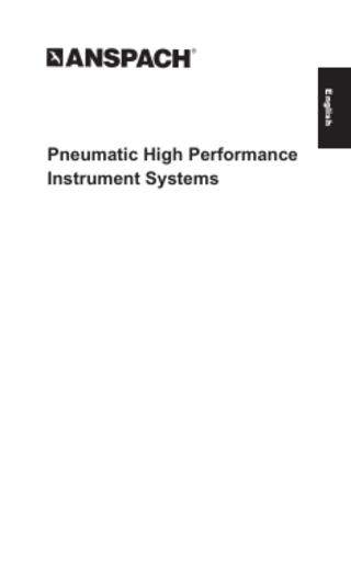 Pneumatic High Performance Instrument Systems Instructions