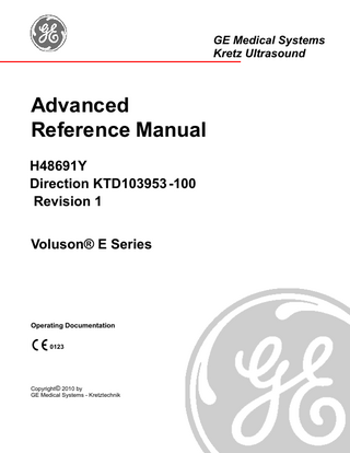 Voluson E8 Series Advanced Reference Manual Rev 1 March 2010