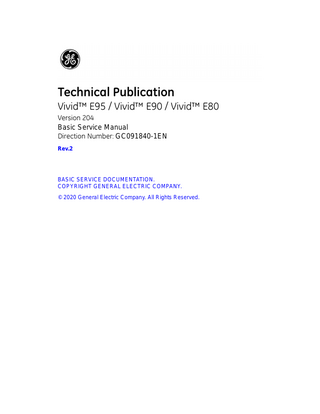 Vivid E95 E90 E80 v204 Basic Service Manual Rev 2 May 2020