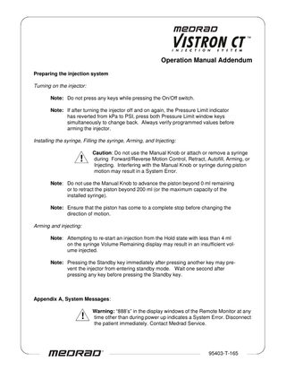 Vistron Operation Manual addendum