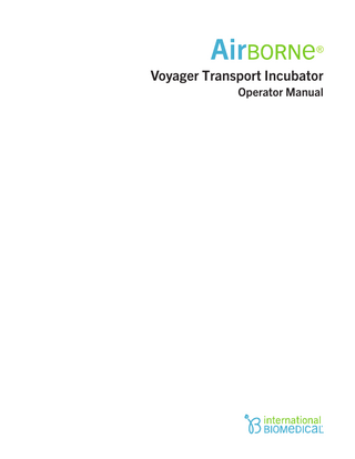Airborne Voyager Transport Incubator Operators Manual Rev C