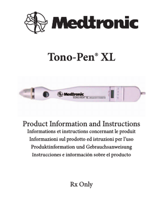 Tono-Pen® XL Product Infomation and Instructions