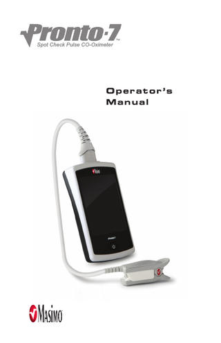 Pronto-7 Pulse Spot Check CO-Oximeter Operators Manual Sept 2011