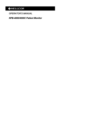 Nellcor Patient Monitor N-4000 and 4000 C Operators Manual