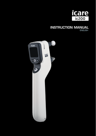 Icare ic200 tonometer manual  ENGLISH  TONOMETER Icare® ic200 INSTRUCTION MANUAL TA031-046 EN 2.7 The information in this document is subject to change without prior notice. Should a conflict situation arise concerning a translated document, the Englishlanguage version shall prevail.  0598 This device complies with: Medical Device Directive 93/42/EEC Canadian Medical Device Regulations RoHS Directive 2011/65/EU Radio equipment directive 2014/53/EU. Copyright © 2018 Icare Finland Oy. All rights reserved. Icare is a registered trademark of Icare Finland Oy, all other trademarks are the property of their respective owners. Made in Finland. Icare Finland Oy/Tiolat Oy Äyritie 22, FI-01510 Vantaa, Finland Tel. +358 9 8775 1150, Fax +358 9 728 6670 www.icaretonometer.com, info@icarefinland.com  TABLE OF CONTENTS SAFETY INSTRUCTIONS... 3 INTENDED USE... 5 INTRODUCTION... 5 PACKAGE CONTENTS... 5 FEATURES AND PARTS OF THE TONOMETER...5 TAKING THE DEVICE INTO USE... 6 INSTALLING THE WRIST STRAP...6 INSTALLING THE BATTERIES FOR THE FIRST TIME...6 TURNING THE TONOMETER ON...7 LOADING THE PROBE ... 7 PROBE BASE INDICATOR LIGHT ... 7 MEASUREMENT... 8 USER INTERFACE FUNCTIONS... 11 BLUETOOTH ... 12 PRINTER ...12 EXPORT...13 ERROR AND INFO MESSAGES ... 14 MEASUREMENT FLOW CHART... 15 ACCESSORIES... 16 TECHNICAL INFORMATION... 16 IT-NETWORK SPECIFICATIONS...16 PERFORMANCE DATA... 17 MAINTENANCE... 17 REPLACING THE PROBE BASE... 17 CLEANING THE TONOMETER... 17 RETURNING THE ICARE TONOMETER FOR SERVICING OR REPAIR...18 PERIODIC SAFETY CHECKS... 18 SYMBOLS... 18 INFORMATION TO THE USER REGARDING THE RADIO COMMUNICATION PART OF THE DEVICE...19 ELECTROMAGNETIC DECLARATION...20  www.icaretonometer.com  2  
