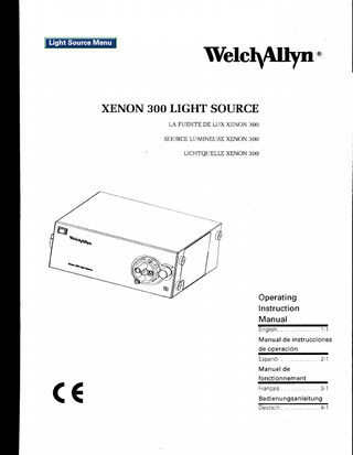 Xenon 300 Light Source Operating Instruction Manual