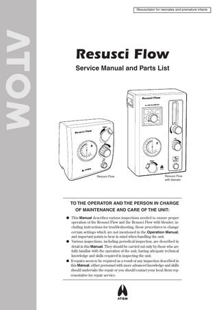 Resusci Flow Service Manual and Parts List June 2016