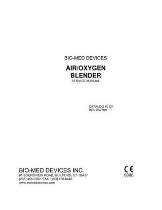 BIO-MED DEVICES 2121 Service Manual March 2009