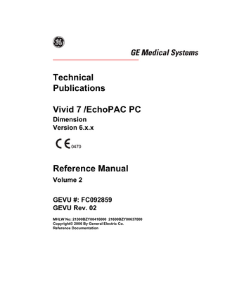 Vivid 7 and EchoPAC PC Reference Manual Vol 2 Ver 6.x.x