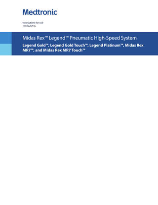 Legend Pneumatic HS System Legend Gold Touch, Platinum, MR7, MR7 Touch Instructions for Use Jun 2019