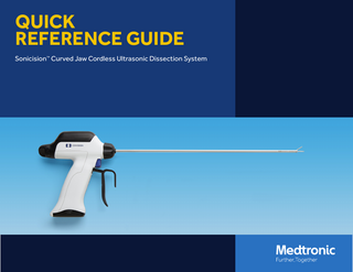 Sonicision Curved Jaw Cordless Ultrasonic Dissection System Quick Reference Guide May 2019