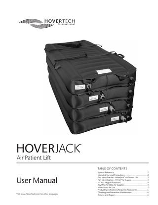 HoverJack Air Patient Lift User Manual Rev F