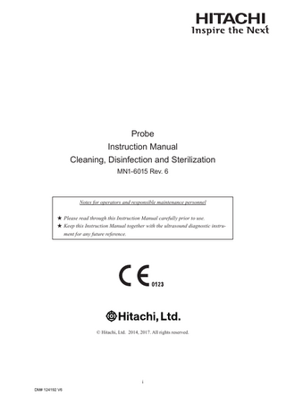Probe Instruction Manual Cleaning, Disinfection and Sterilization MN-6015 Rev 6 Aug 2017