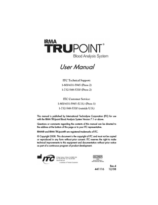 IRMA TRUpoint User Manual Rev 4 Dec 2008