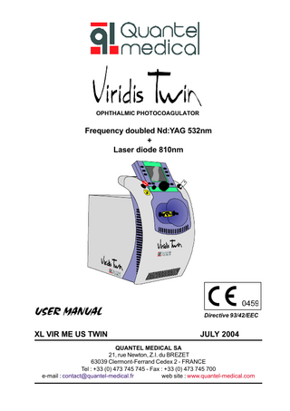 Viridis Twin User Manual Rev July 2004