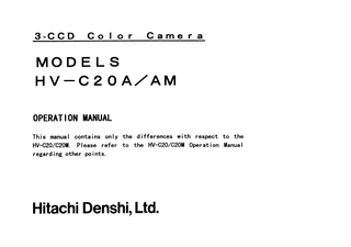 MODEL HV-C20 A and AM 3 CCD Color Camera Operation Manual
