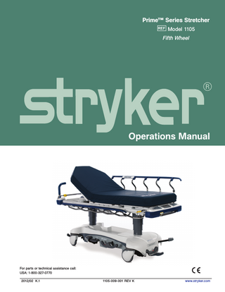Prime Series Stretcher Operations Manual Model 1105 Rev K Feb 2012
