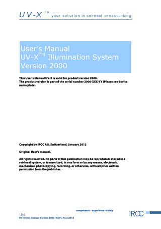 UV-X 2000 User's Manual March 2012 Rev 1