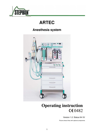 Stephan Artec Anaesthesia System Operating Instructions 2010