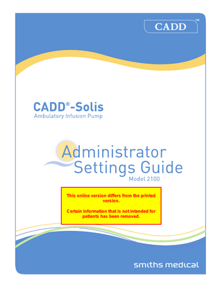 CADD-Solis Administrator Settings Guide Model 2100