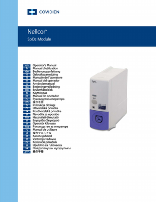 Nellcor SpO2 Module (for use with IntelliVue Patient Monitor) Operators Manual Rev B