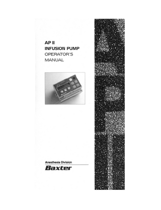 Baxter AP II Infusion Pump Operators Manual